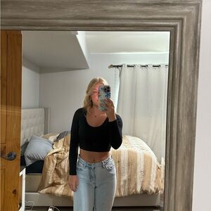 SHEIN Black Fitted Bodysuit Crop Top